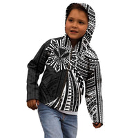 Hawaii And Philippines Kid Hoodie Kanaka Maoli With Tribal Sun Together Black LT05 - Polynesian Pride