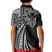 Hawaii And Philippines Kid Polo Shirt Kanaka Maoli With Tribal Sun Together Black LT05 - Polynesian Pride