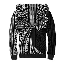 Hawaii And Philippines Sherpa Hoodie Kanaka Maoli With Tribal Sun Together Black LT05 - Polynesian Pride
