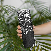 Hawaii And Philippines Skinny Tumbler Kanaka Maoli With Tribal Sun Together Black LT05 - Polynesian Pride