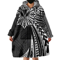 Hawaii And Philippines Wearable Blanket Hoodie Kanaka Maoli With Tribal Sun Together Black LT05 - Polynesian Pride
