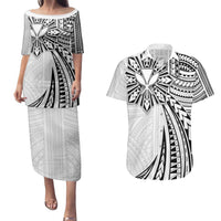 Hawaii And Philippines Couples Matching Puletasi and Hawaiian Shirt Kanaka Maoli With Tribal Sun Together White LT05 White - Polynesian Pride