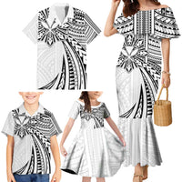 Hawaii And Philippines Family Matching Mermaid Dress and Hawaiian Shirt Kanaka Maoli With Tribal Sun Together White LT05 - Polynesian Pride