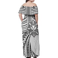 Hawaii And Philippines Family Matching Off Shoulder Maxi Dress and Hawaiian Shirt Kanaka Maoli With Tribal Sun Together White LT05 - Polynesian Pride