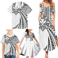 Hawaii And Philippines Family Matching Summer Maxi Dress and Hawaiian Shirt Kanaka Maoli With Tribal Sun Together White LT05 - Polynesian Pride