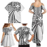 Hawaii And Philippines Family Matching Summer Maxi Dress and Hawaiian Shirt Kanaka Maoli With Tribal Sun Together White LT05 - Polynesian Pride