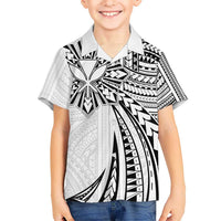 Hawaii And Philippines Kid Hawaiian Shirt Kanaka Maoli With Tribal Sun Together White LT05 Kid White - Polynesian Pride