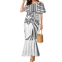 Hawaii And Philippines Mermaid Dress Kanaka Maoli With Tribal Sun Together White LT05 Women White - Polynesian Pride