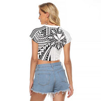 Hawaii And Philippines Raglan Cropped T Shirt Kanaka Maoli With Tribal Sun Together White LT05 - Polynesian Pride