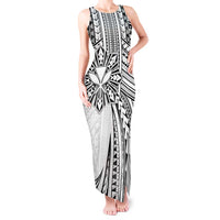 Hawaii And Philippines Tank Maxi Dress Kanaka Maoli With Tribal Sun Together White LT05 Women White - Polynesian Pride