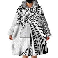 Hawaii And Philippines Wearable Blanket Hoodie Kanaka Maoli With Tribal Sun Together White LT05 - Polynesian Pride