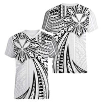 Hawaii And Philippines Women V-Neck T-Shirt Kanaka Maoli With Tribal Sun Together White LT05 - Polynesian Pride