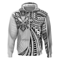 Hawaii And Philippines Zip Hoodie Kanaka Maoli With Tribal Sun Together White LT05 Zip Hoodie White - Polynesian Pride