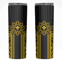 Hawaii And Philippines Together Skinny Tumbler Polynesian Pattern With Filipino Barong Gold LT05 Gold - Polynesian Pride