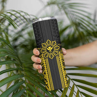 Hawaii And Philippines Together Skinny Tumbler Polynesian Pattern With Filipino Barong Gold LT05 - Polynesian Pride