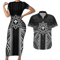 Hawaii And Philippines Together Couples Matching Short Sleeve Bodycon Dress and Hawaiian Shirt Polynesian Pattern With Filipino Barong Black LT05 Black - Polynesian Pride