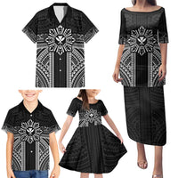 Hawaii And Philippines Together Family Matching Puletasi and Hawaiian Shirt Polynesian Pattern With Filipino Barong Black LT05 - Polynesian Pride