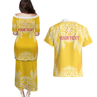 Personalised Anastasis College Couples Matching Puletasi and Hawaiian Shirt Tonga Ngatu Pattern - Polynesian Pride