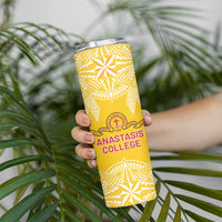 Personalised Anastasis College Skinny Tumbler Tonga Ngatu Pattern - Polynesian Pride