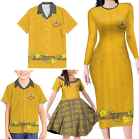Tonga Anastasis College Family Matching Long Sleeve Bodycon Dress and Hawaiian Shirt Tongan Ngatu Kupesi Pattern LT05 - Polynesian Pride