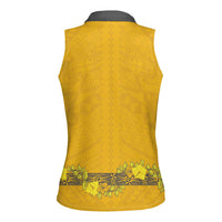 Tonga Anastasis College Women Sleeveless Polo Shirt Tongan Ngatu Kupesi Pattern - Polynesian Pride