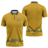 Tonga Anastasis College Zipper Polo Shirt Tongan Ngatu Kupesi Pattern - Polynesian Pride