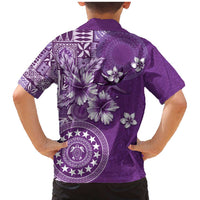 Cook Islands Family Matching Mermaid Dress and Hawaiian Shirt Purple Hibiscus And Stars LT05 - Polynesian Pride