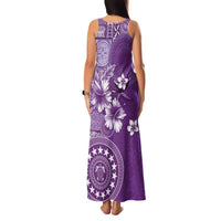 Cook Islands Family Matching Tank Maxi Dress and Hawaiian Shirt Purple Hibiscus And Stars LT05 - Polynesian Pride