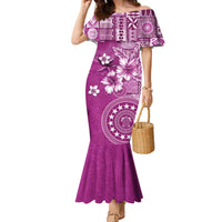 Cook Islands Family Matching Mermaid Dress and Hawaiian Shirt Fandango Hibiscus And Stars LT05 Mom's Dress Fandango - Polynesian Pride