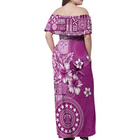 Cook Islands Family Matching Off Shoulder Maxi Dress and Hawaiian Shirt Fandango Hibiscus And Stars LT05 - Polynesian Pride