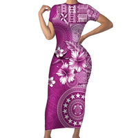 Cook Islands Family Matching Short Sleeve Bodycon Dress and Hawaiian Shirt Fandango Hibiscus And Stars LT05 Mom's Dress Fandango - Polynesian Pride