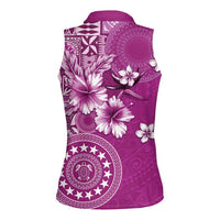 Cook Islands Women Sleeveless Polo Shirt Fandango Hibiscus And Stars LT05 - Polynesian Pride