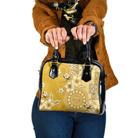Cook Islands Shoulder Handbag Yellow Hibiscus And Stars