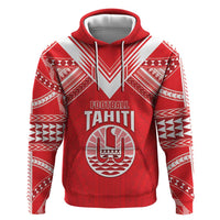 Custom Tahiti Football Hoodie Coat Of Arms Polynesian Tribal Pattern LT05 Pullover Hoodie Red - Polynesian Pride