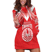 Custom Tahiti Football Hoodie Dress Coat Of Arms Polynesian Tribal Pattern LT05 Red - Polynesian Pride