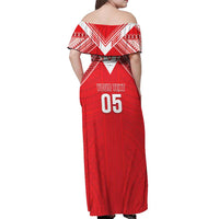 Custom Tahiti Football Off Shoulder Maxi Dress Coat Of Arms Polynesian Tribal Pattern LT05 - Polynesian Pride