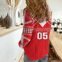 Custom Tahiti Football Women Casual Shirt Coat Of Arms Polynesian Tribal Pattern LT05 - Polynesian Pride