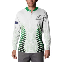 Custom New Zealand Fern Football Button Sweatshirt Simple Style