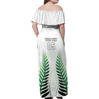 Custom New Zealand Fern Football Family Matching Off Shoulder Maxi Dress and Hawaiian Shirt Simple Style LT05 - Polynesian Pride