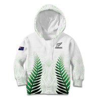 Custom New Zealand Fern Football Kid Hoodie Simple Style LT05 Hoodie White - Polynesian Pride