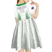 Custom New Zealand Fern Football Kid Short Sleeve Dress Simple Style LT05 - Polynesian Pride