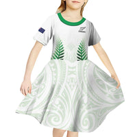 Custom New Zealand Fern Football Kid Short Sleeve Dress Simple Style LT05 - Polynesian Pride