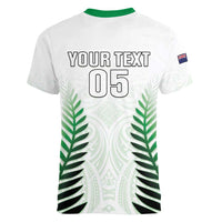 Custom New Zealand Fern Football Women V-Neck T-Shirt Simple Style LT05 - Polynesian Pride