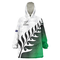 Custom New Zealand Football Wearable Blanket Hoodie Go Aotearoa LT05 One Size Green - Polynesian Pride