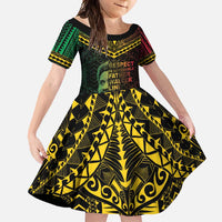 Happy Vanuatu Father Lini Day Family Matching Long Sleeve Bodycon Dress and Hawaiian Shirt LT05 Daughter's Dress Black - Polynesian Pride