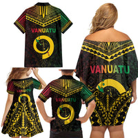Happy Vanuatu Father Lini Day Family Matching Off Shoulder Short Dress and Hawaiian Shirt LT05 - Polynesian Pride
