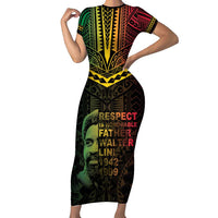 Happy Vanuatu Father Lini Day Family Matching Short Sleeve Bodycon Dress and Hawaiian Shirt LT05 Mom's Dress Black - Polynesian Pride