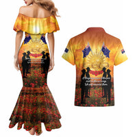 ANZAC Day Couples Matching Mermaid Dress and Hawaiian Shirt Remembrance Tribute Soldiers And Poppy Field LT05 - Polynesian Pride
