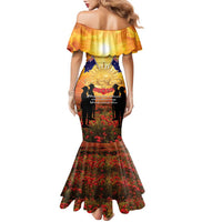 ANZAC Day Family Matching Mermaid Dress and Hawaiian Shirt Remembrance Tribute Soldiers And Poppy Field LT05 - Polynesian Pride