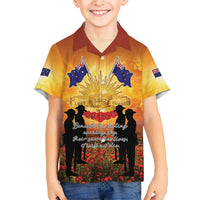 ANZAC Day Family Matching Off Shoulder Short Dress and Hawaiian Shirt Remembrance Tribute Soldiers And Poppy Field LT05 Son's Shirt Orange - Polynesian Pride